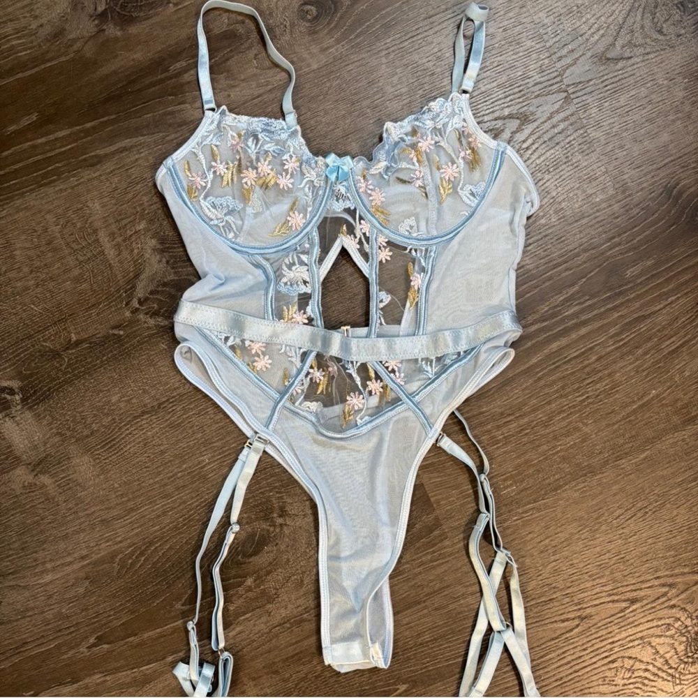 BLUE LINGERIE BODYSUIT